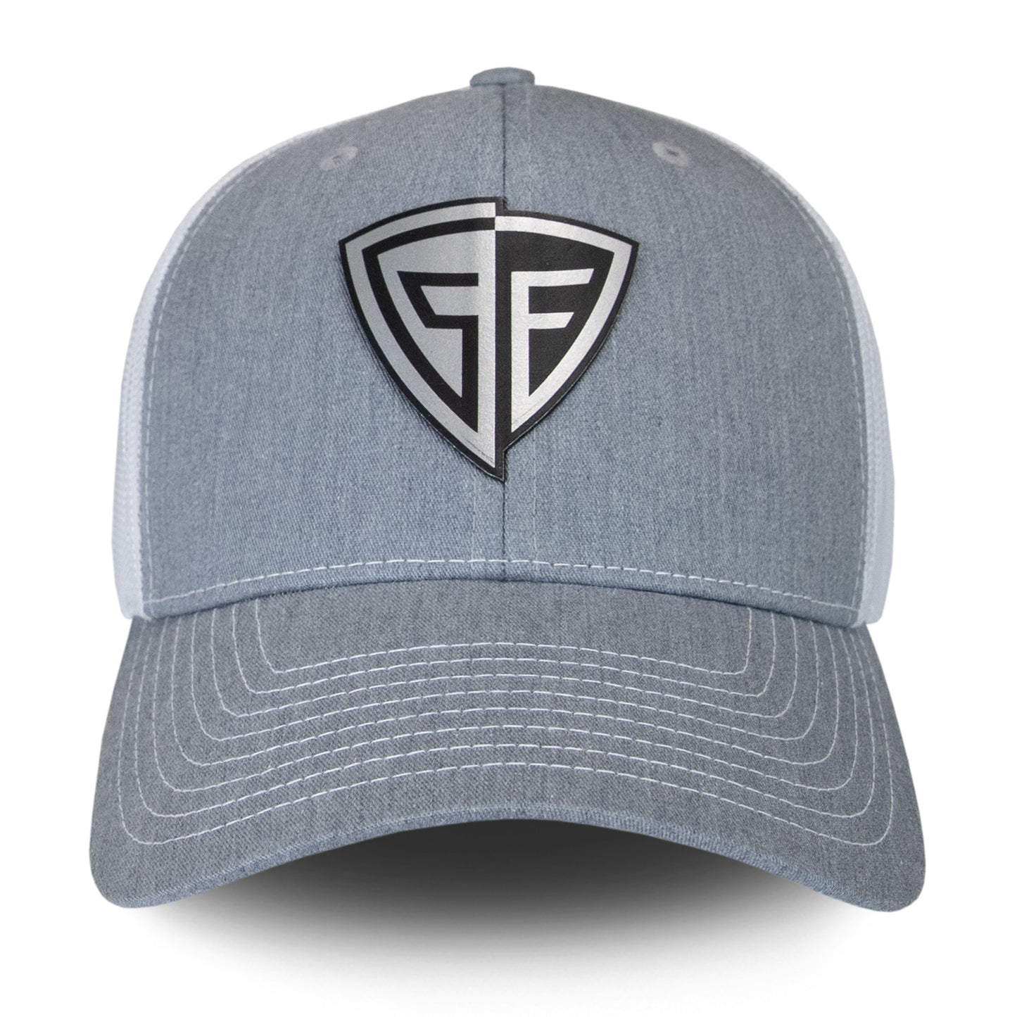Shield Line Patch Hat, Heather Gray/White