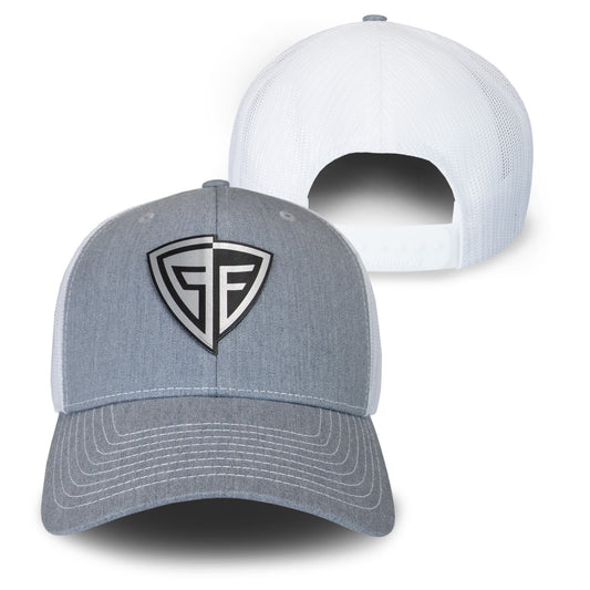Shield Line Patch Hat, Heather Gray/White